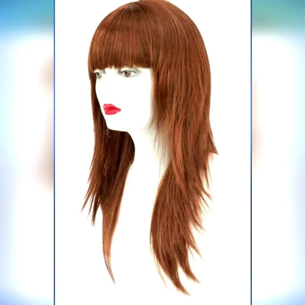 Auburn Blonde- NEW Wig Parted Skin Top, Choppy Long Layers